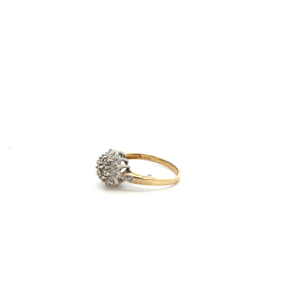 9ct yellow gold diamond ring size N, unbranded, featuring a sparkling diamond setting on a polished gold band.