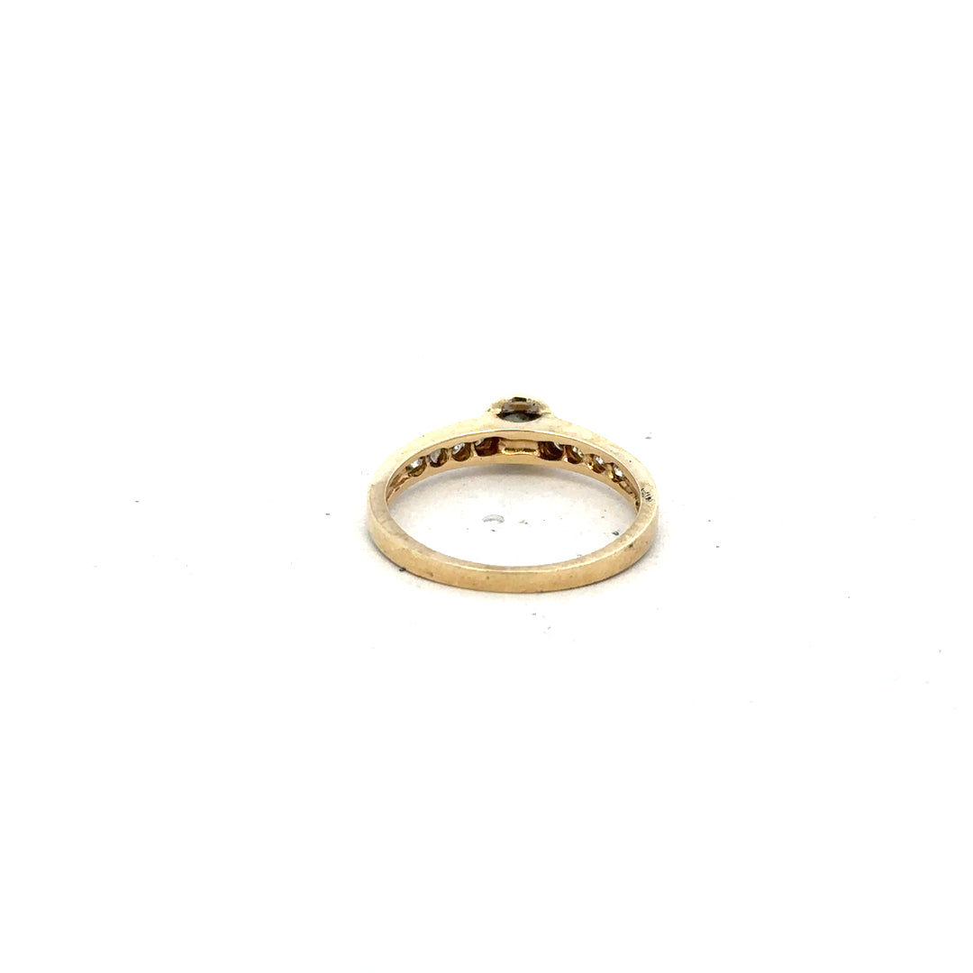 9ct yellow gold diamond ring size N, unbranded, featuring a sparkling diamond setting and a polished gold band.
