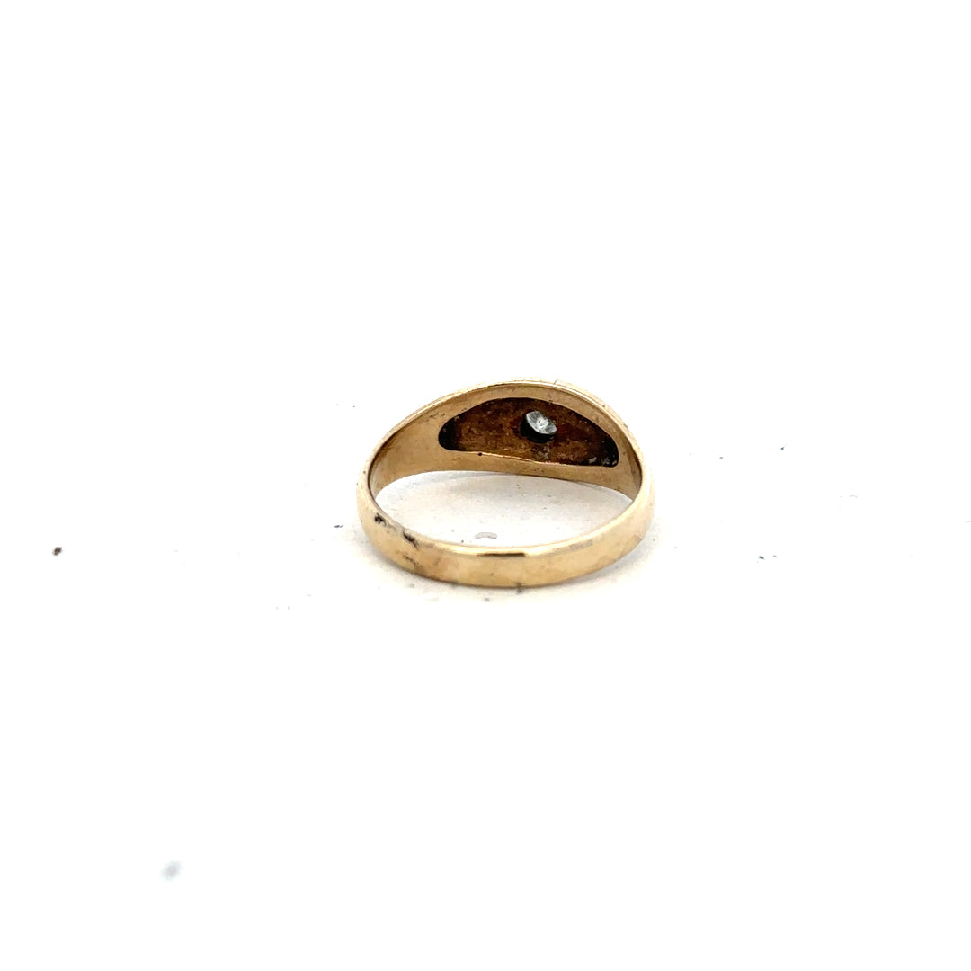 9ct yellow gold diamond ring in size N with sparkling diamonds, unbranded jewelry design, shown on a white background.
