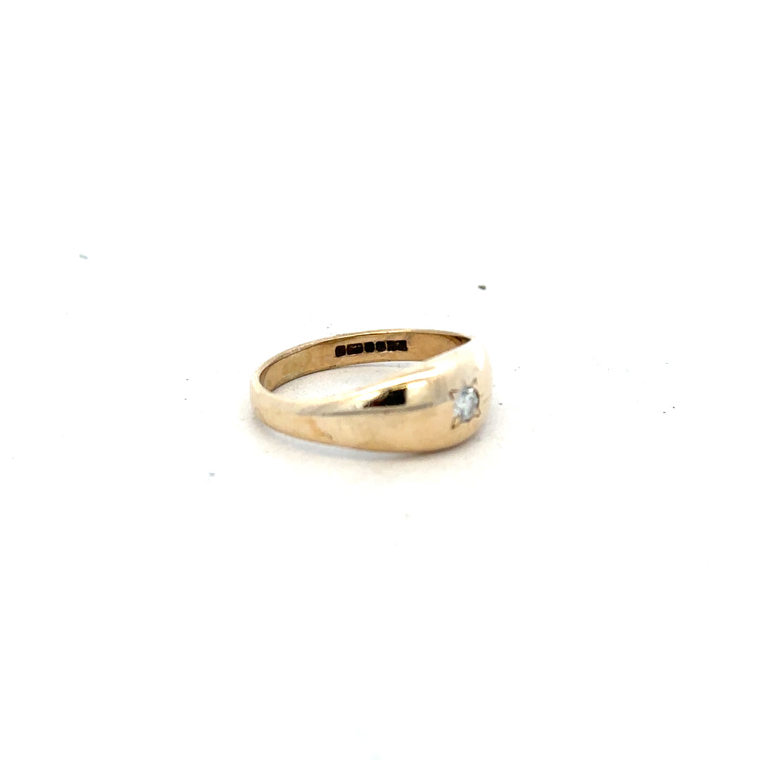 9ct yellow gold diamond ring in size N with sparkling diamonds, unbranded jewelry piece on a neutral background.
