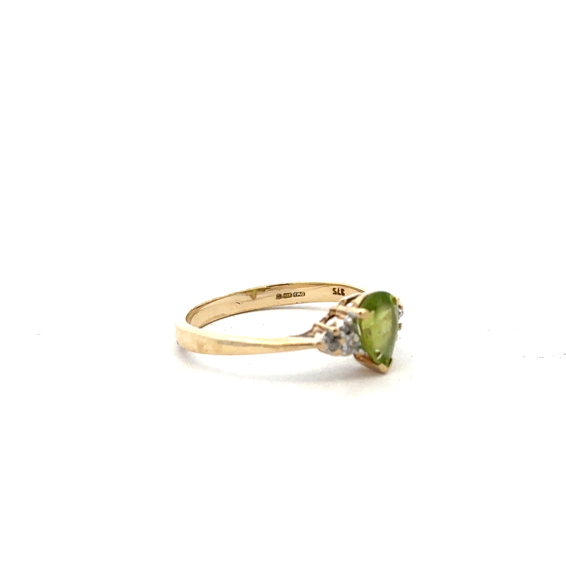 9ct yellow gold diamond ring in size N1/2, featuring a sparkling diamond setting, unbranded jewelry design.