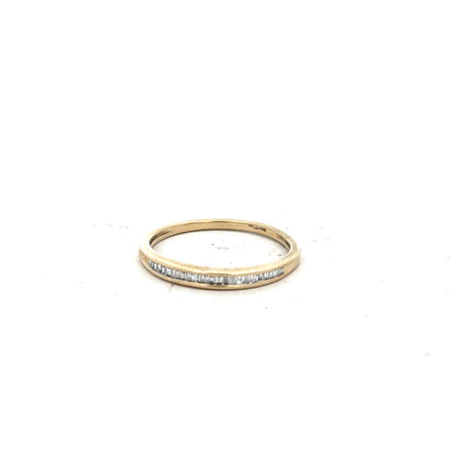9ct yellow gold diamond ring size N1/2 featuring a sparkling diamond setting, elegant unbranded jewelry piece.