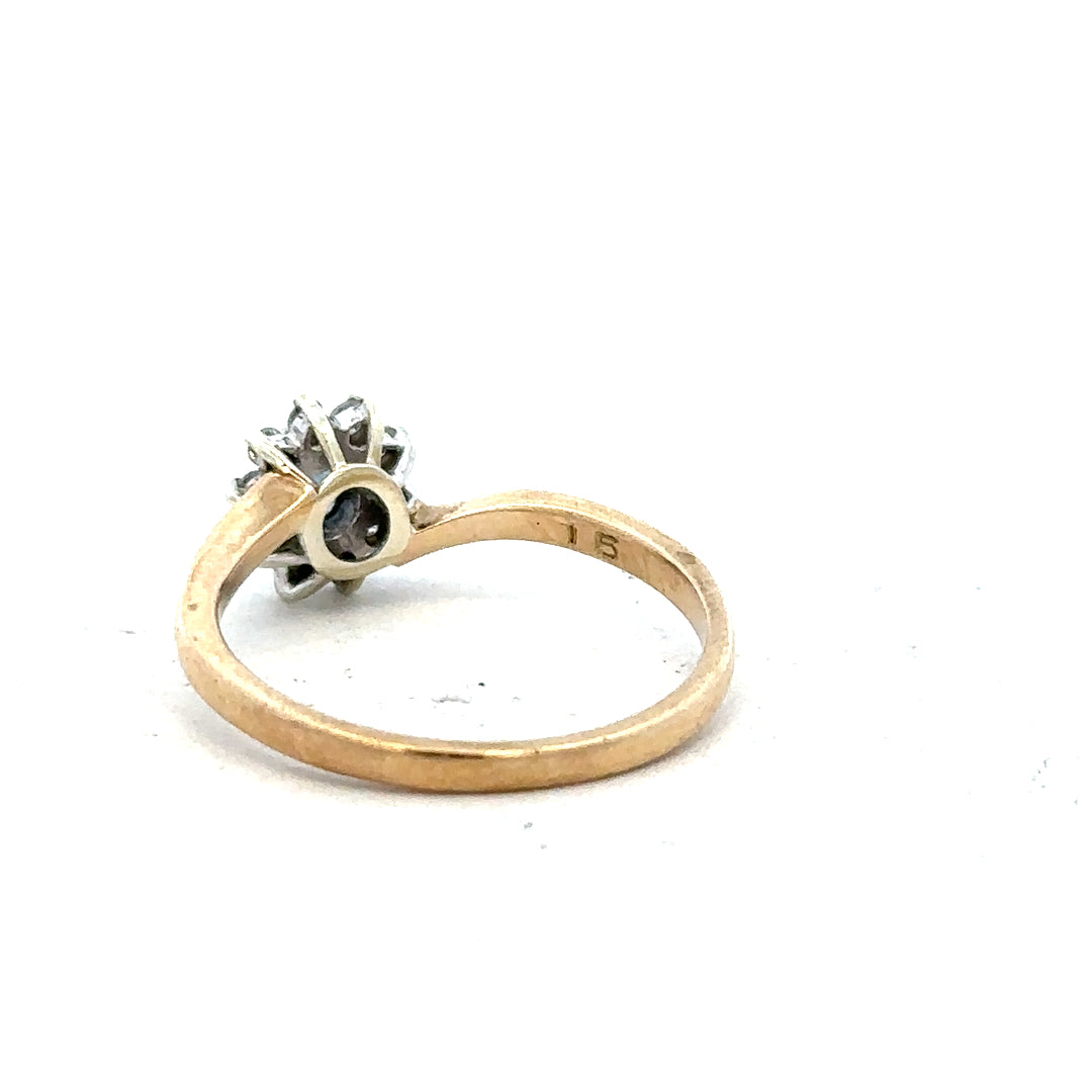 9ct yellow gold diamond ring in size O featuring a sparkling diamond setting, unbranded jewelry piece.