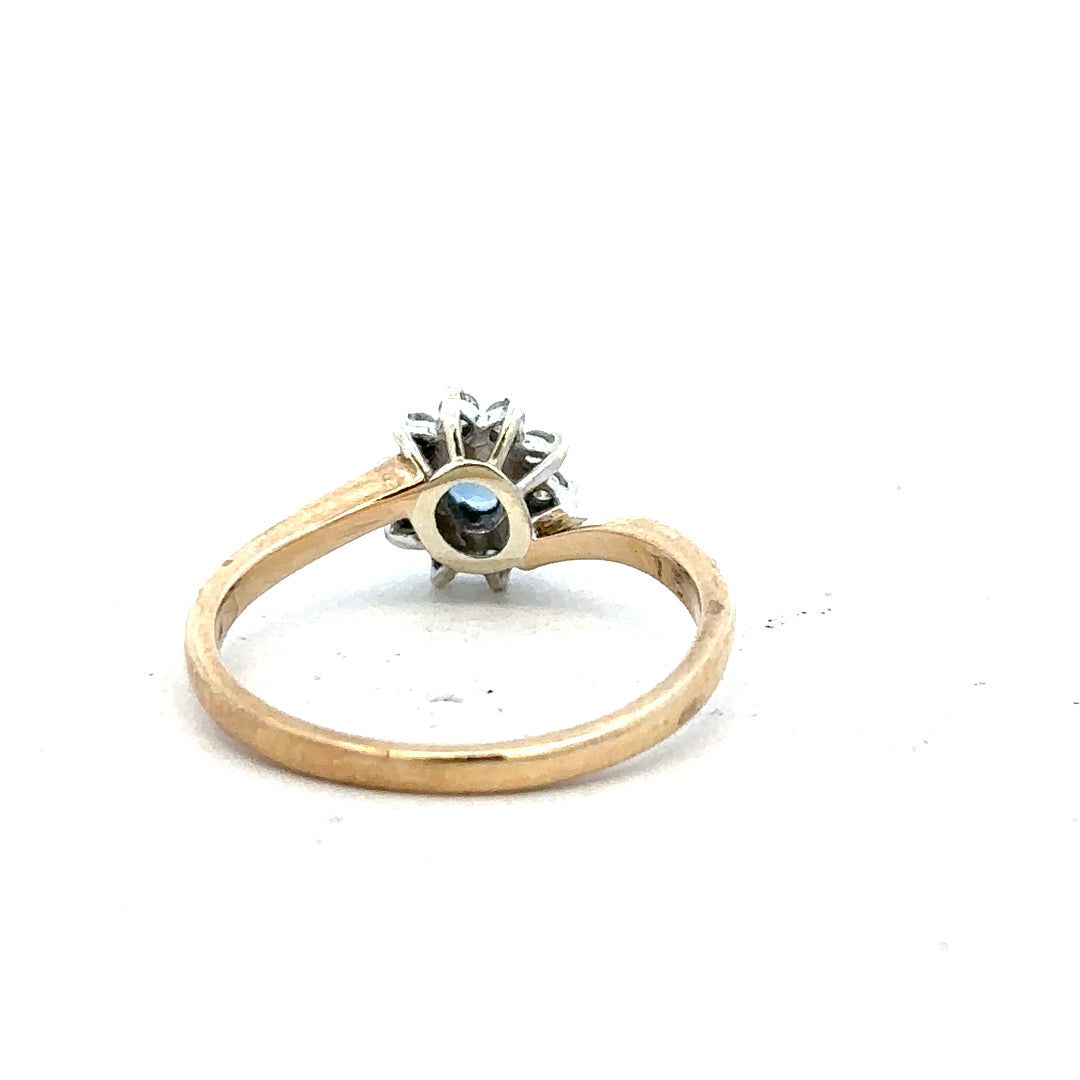 9ct yellow gold diamond ring in size O featuring a sparkling diamond, unbranded jewelry piece.