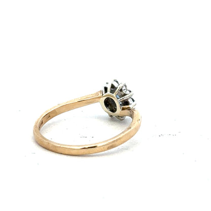 9ct yellow gold diamond ring in size O, featuring a sparkling diamond setting, unbranded jewelry piece.
