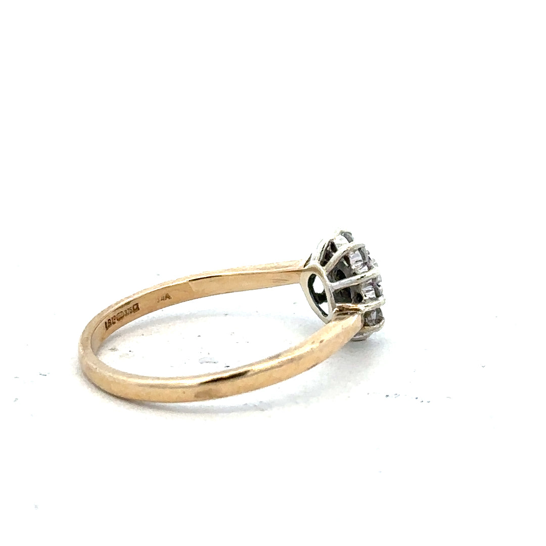 9ct yellow gold diamond ring in size O featuring a sparkling diamond setting with a classic band design.