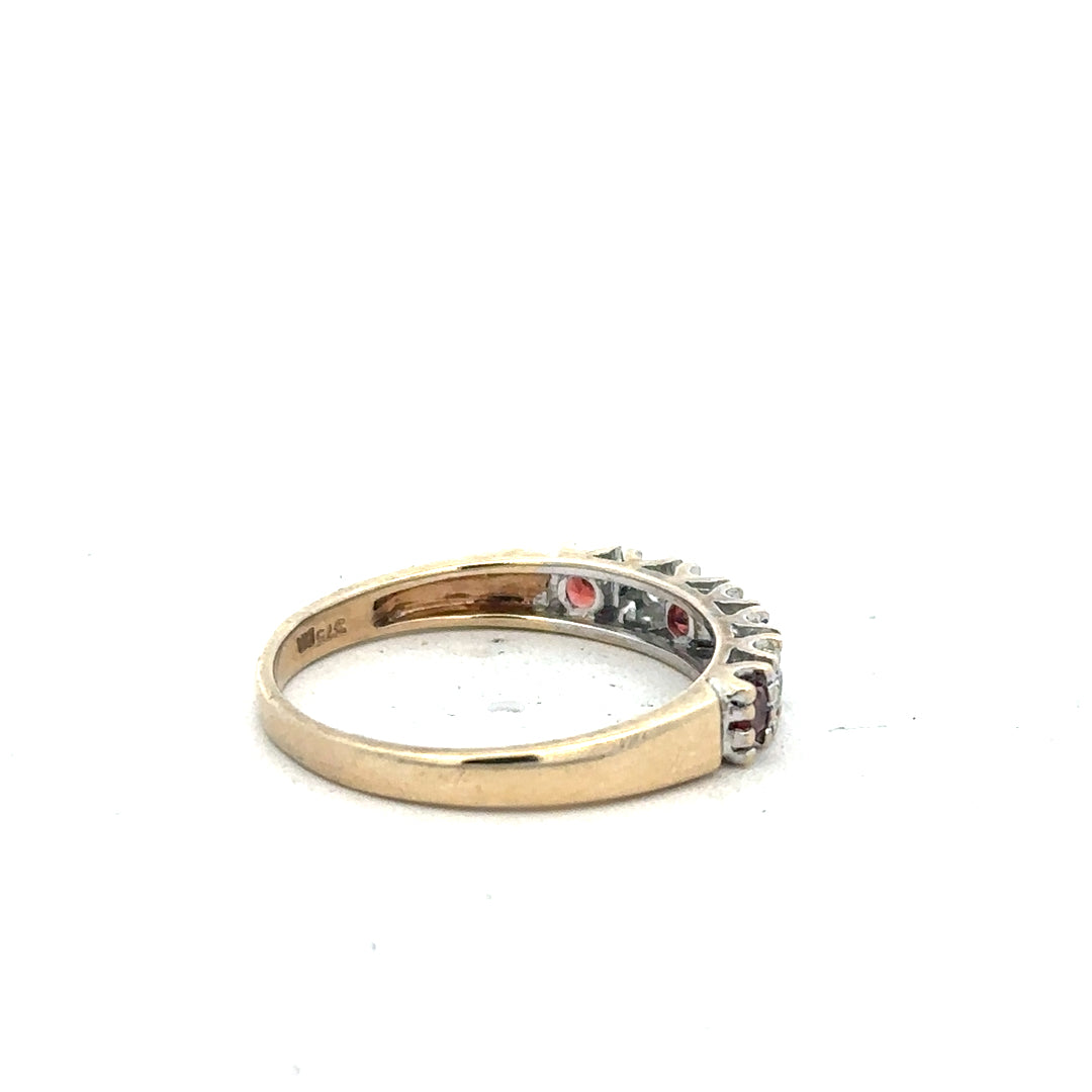 9ct yellow gold diamond ring in size O1/2, featuring sparkling diamonds and a sleek band design.