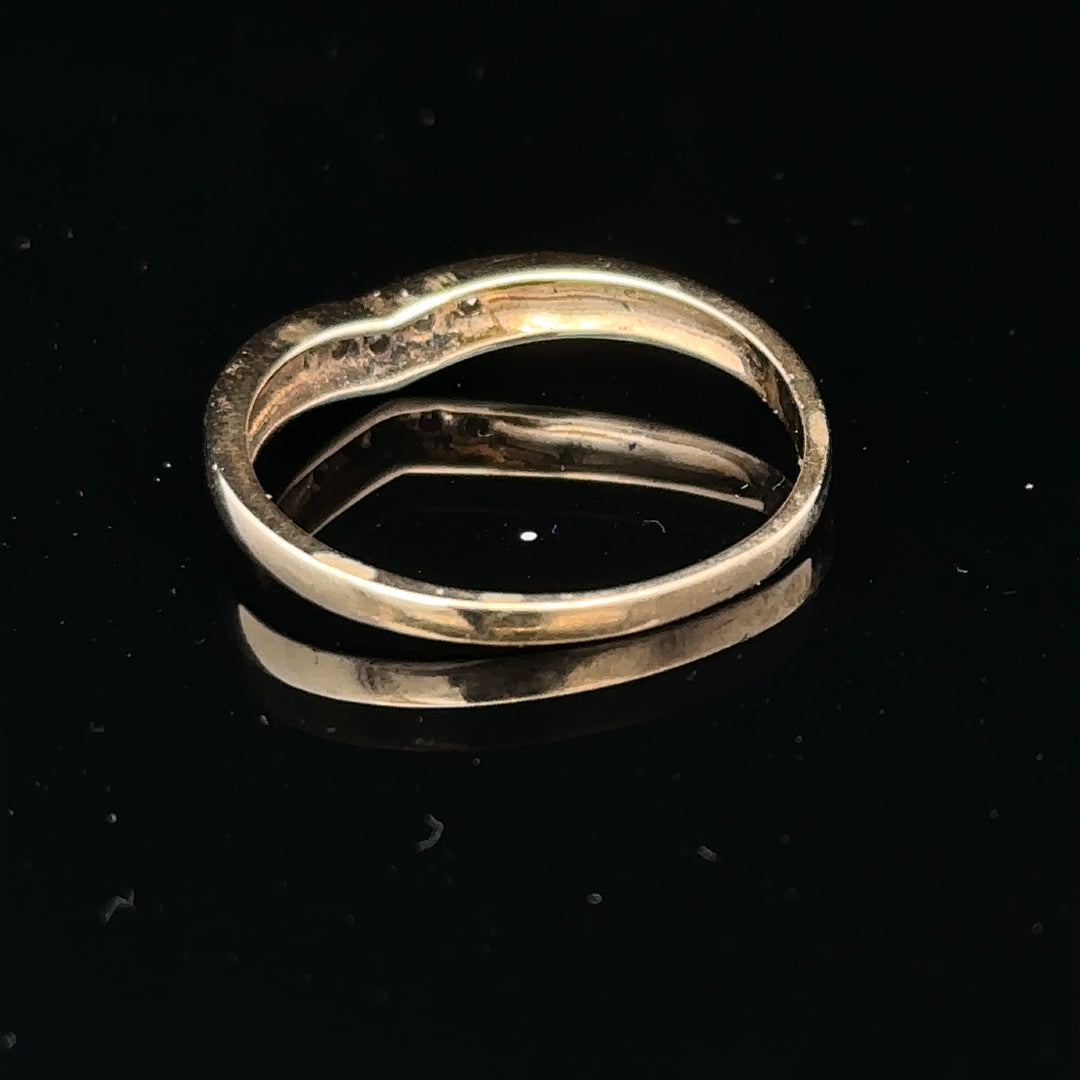 9ct yellow gold diamond ring size P with sparkling diamonds, showcasing a simple and elegant jewelry design.