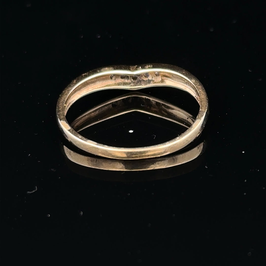 9ct yellow gold diamond ring in size P with sparkling diamonds, showcasing a classic and elegant jewelry design.