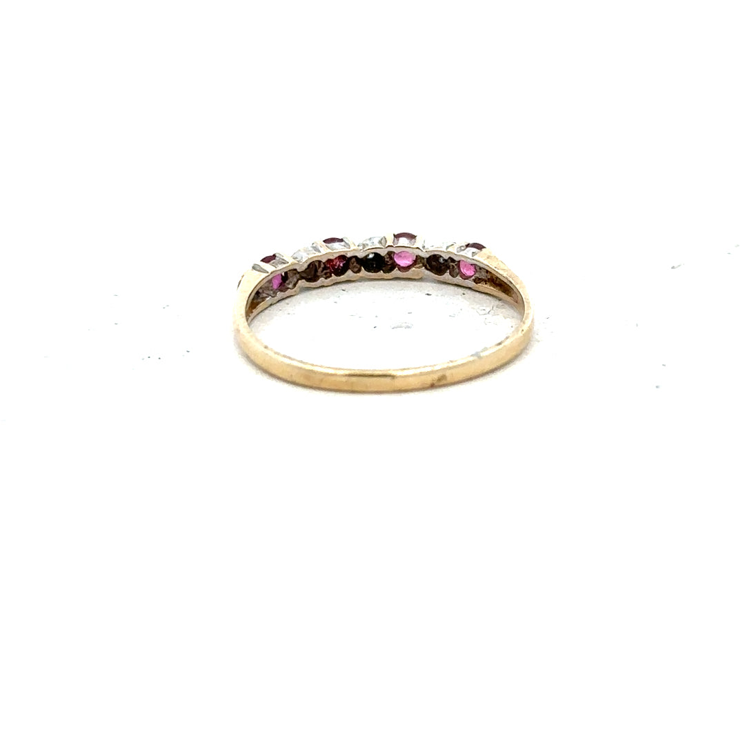 9ct yellow gold diamond ring in size P with sparkling diamonds, unbranded jewelry piece.