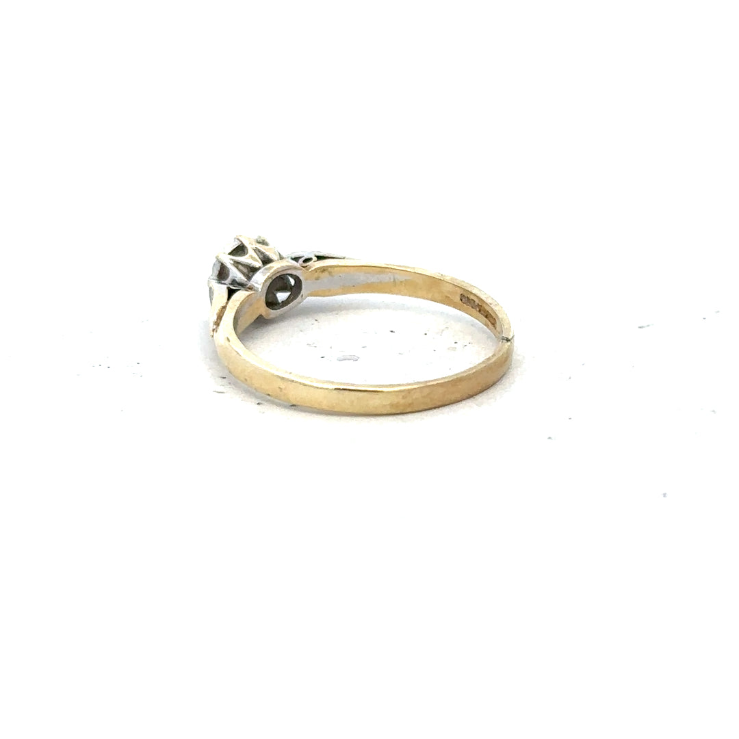 9ct yellow gold diamond ring in size P with a sparkling diamond, featuring a classic and elegant design.