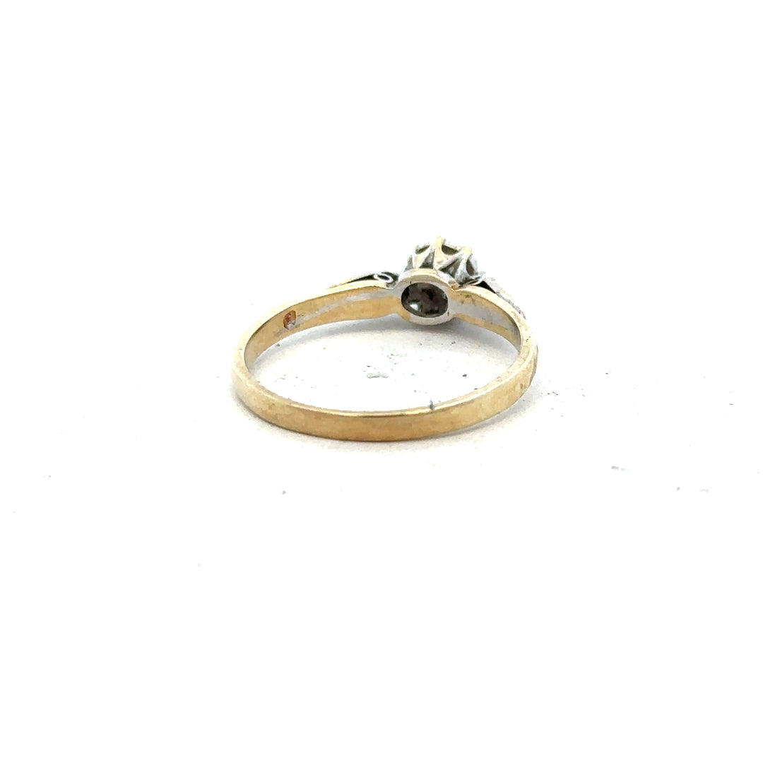 9ct yellow gold diamond ring in size P with sparkling diamonds, unbranded jewelry piece with elegant design.