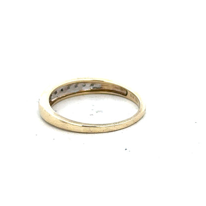 9ct yellow gold diamond ring in size P featuring a sparkling diamond set in an elegant band.