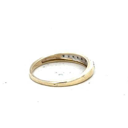 9ct yellow gold diamond ring in size P, featuring a sparkling diamond setting on a classic band.