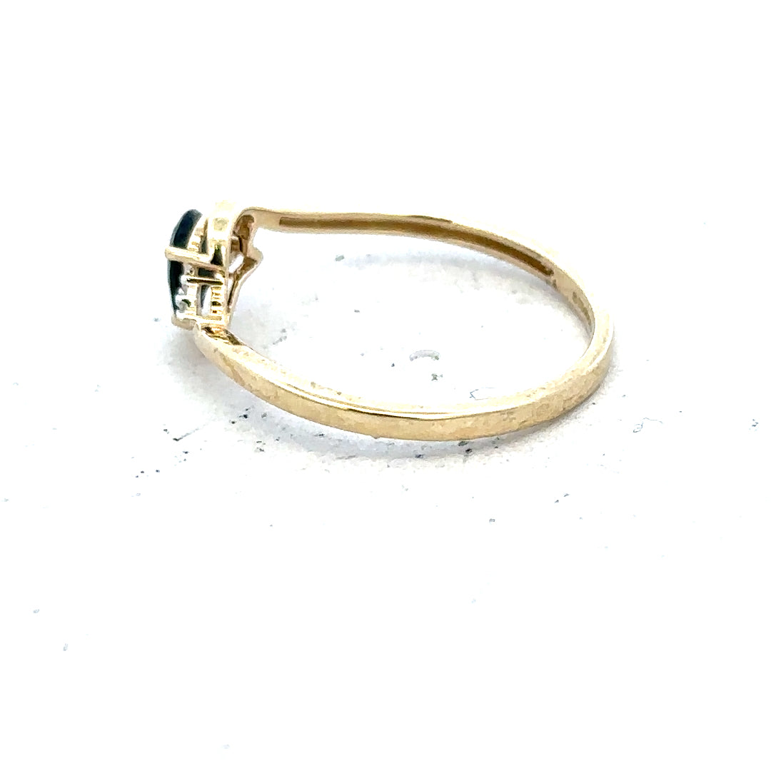 9ct yellow gold diamond ring in size P with sparkling diamonds, unbranded jewelry piece.