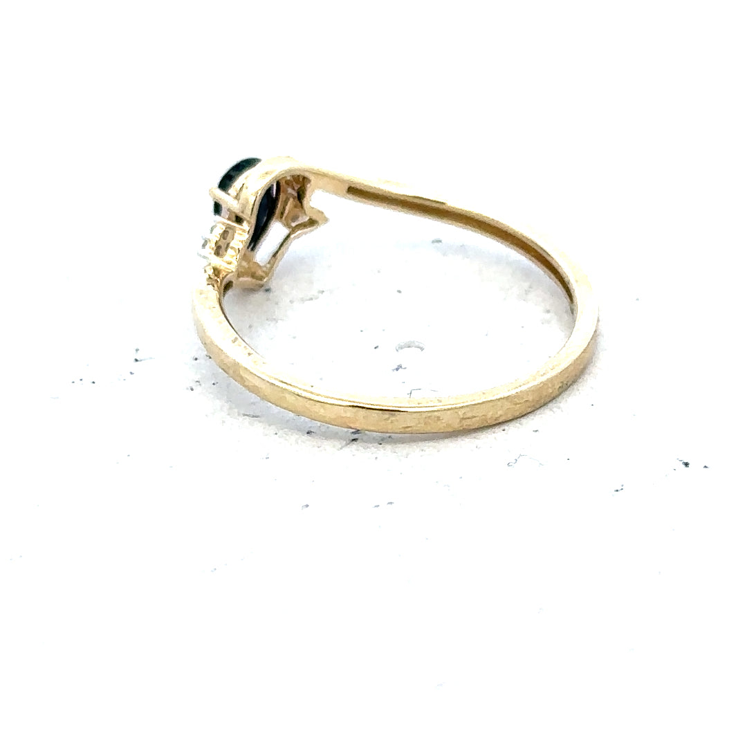 9ct yellow gold diamond ring in size P with sparkling diamonds, featuring a classic design.