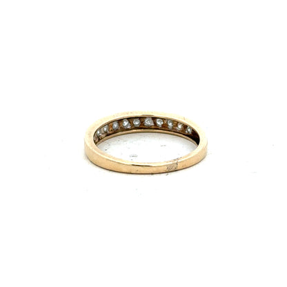 9ct yellow gold diamond ring in size P1/2, featuring a sparkling diamond setting and a polished band.