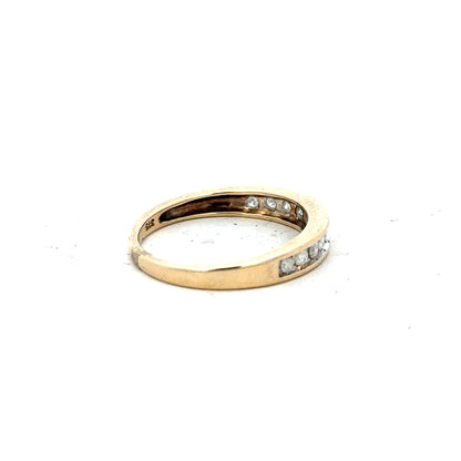 9ct yellow gold diamond ring in size P1/2 with sparkling diamonds, unbranded jewelry piece with elegant design.