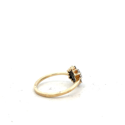 9ct yellow gold diamond ring in size R, featuring a sparkling diamond setting, unbranded jewelry piece.