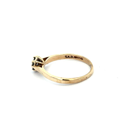 9ct yellow gold diamond ring in size R with sparkling diamonds, featuring a classic design and unbranded craftsmanship.