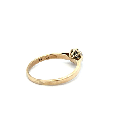 9ct yellow gold diamond ring size R with sparkling diamonds, showcasing a classic and elegant jewelry piece.