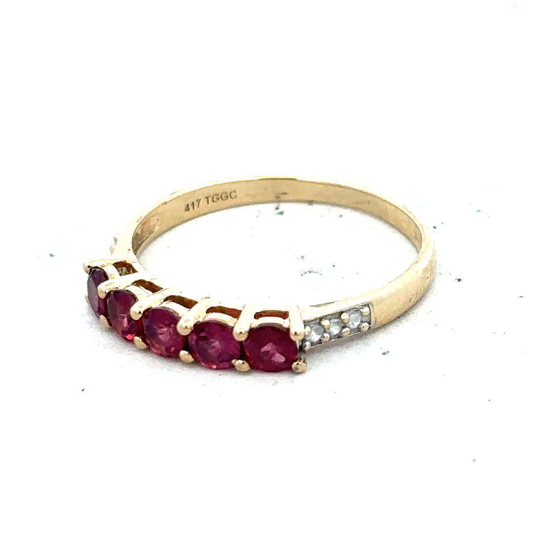 9ct yellow gold diamond ring size R1/2 with sparkling diamonds, showcasing elegant jewelry design.