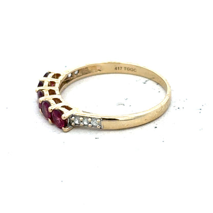 9ct yellow gold diamond ring size R1/2, unbranded with sparkling diamonds and polished gold band, shown from top view.