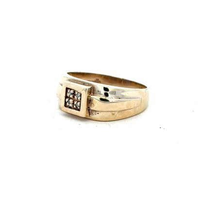 9ct yellow gold diamond ring size S with sparkling diamonds, showcasing a classic and elegant jewelry piece.