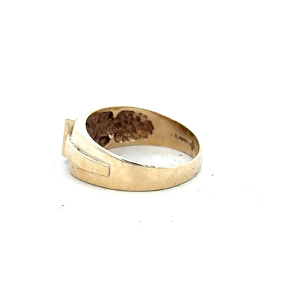 9ct yellow gold diamond ring in size S, featuring sparkling diamonds and a classic design, unbranded jewelry accessory.