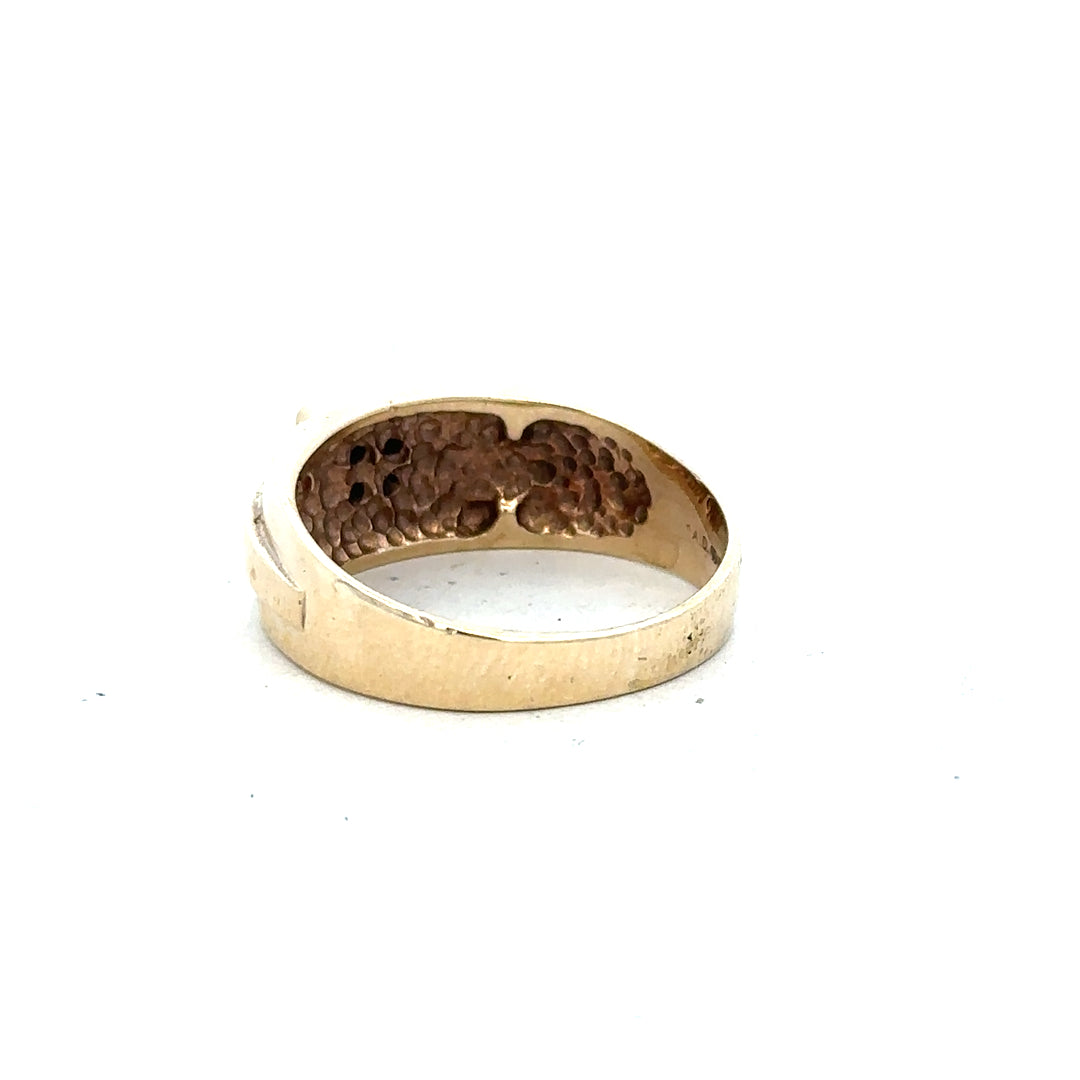 9ct yellow gold diamond ring in size S, unbranded, showcasing a sparkling diamond setting on a sleek gold band.