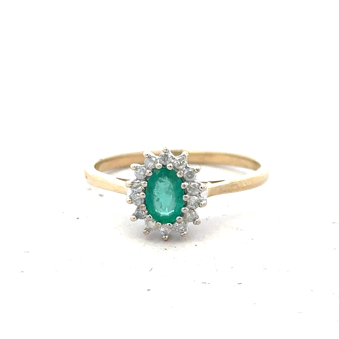 9ct yellow gold diamond ring in size S, featuring a sparkling diamond design, unbranded jewelry piece.