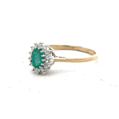 9ct yellow gold diamond ring in size S with sparkling diamonds, showcasing a classic and elegant jewelry design.