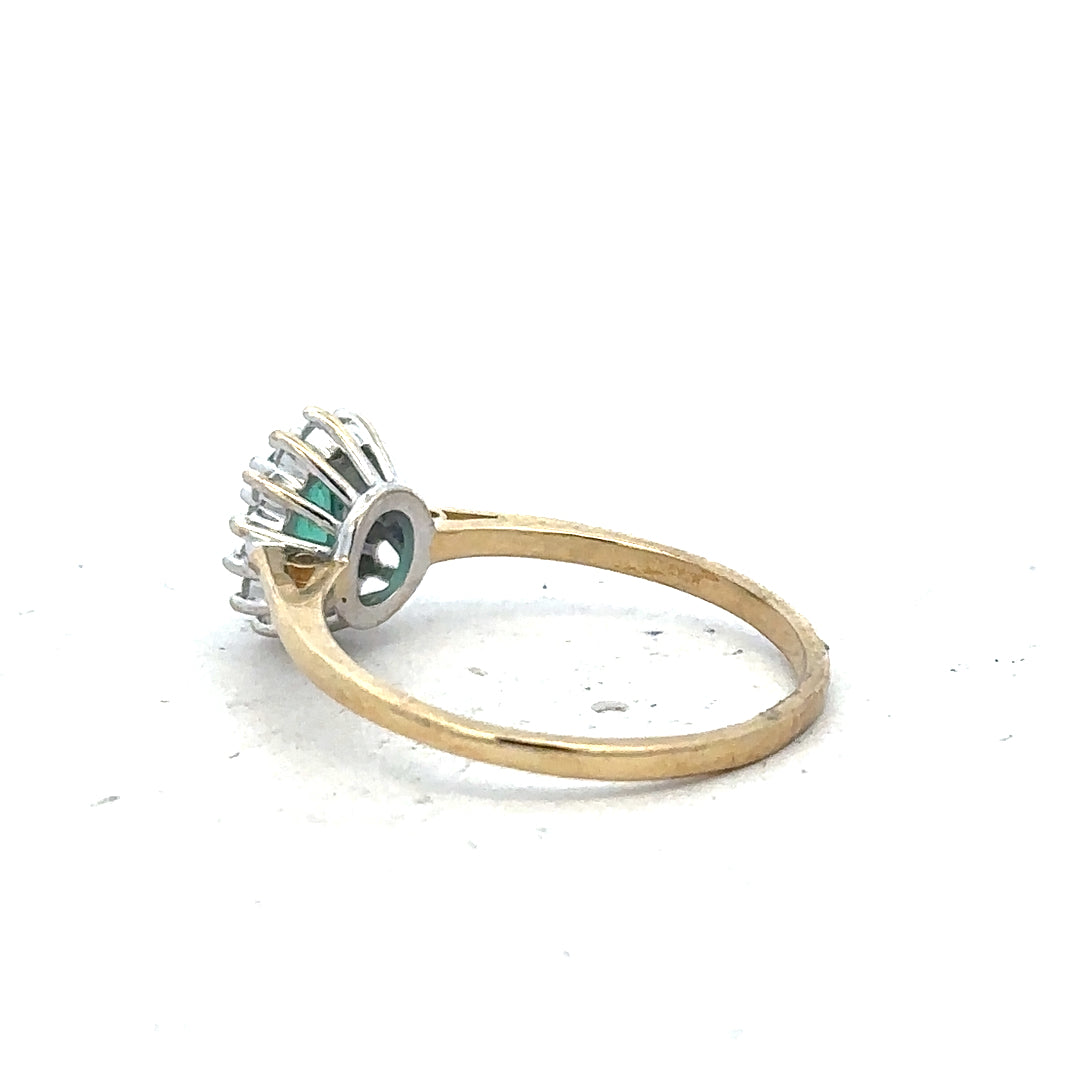 9ct yellow gold diamond ring in size S with sparkling diamonds, featuring a simple elegant design.