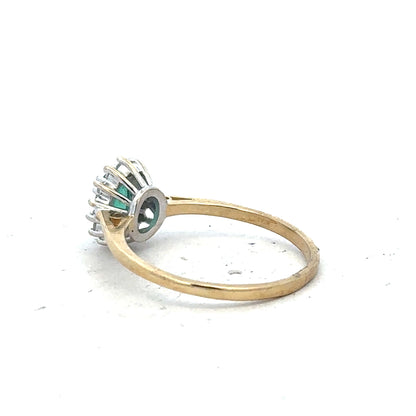 9ct yellow gold diamond ring in size S with sparkling diamonds, featuring a simple elegant design.