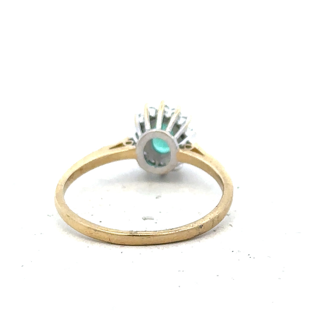 9ct yellow gold diamond ring size S with a sparkling diamond, showcasing elegant jewelry craftsmanship.