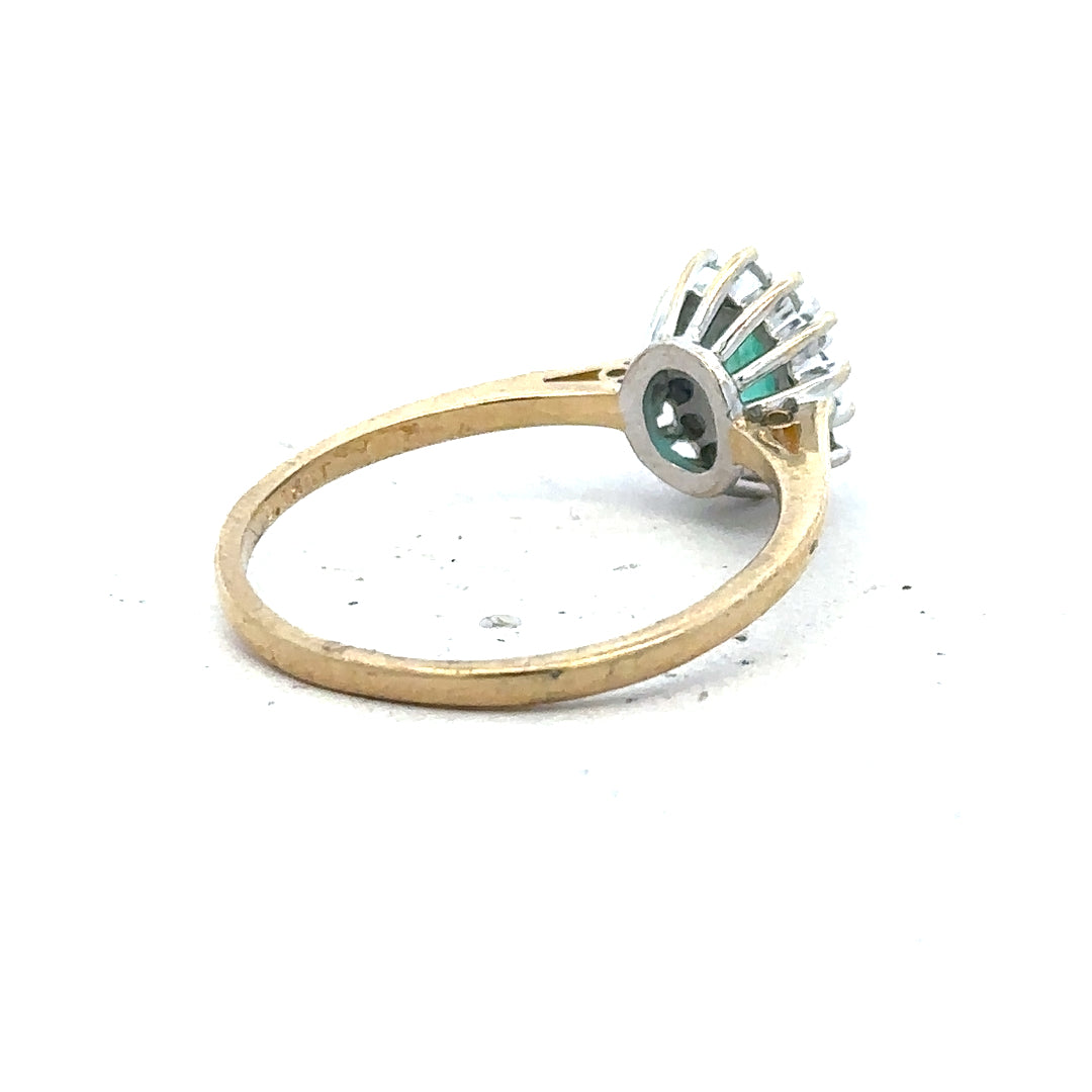 9ct yellow gold diamond ring in size S with sparkling diamonds, unbranded jewelry accessory.