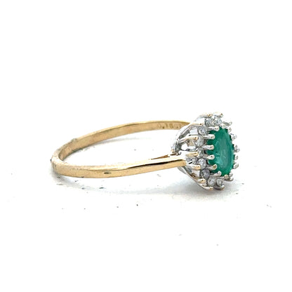 9ct yellow gold diamond ring in size S, featuring a sparkling diamond setting on a sleek unbranded gold band.