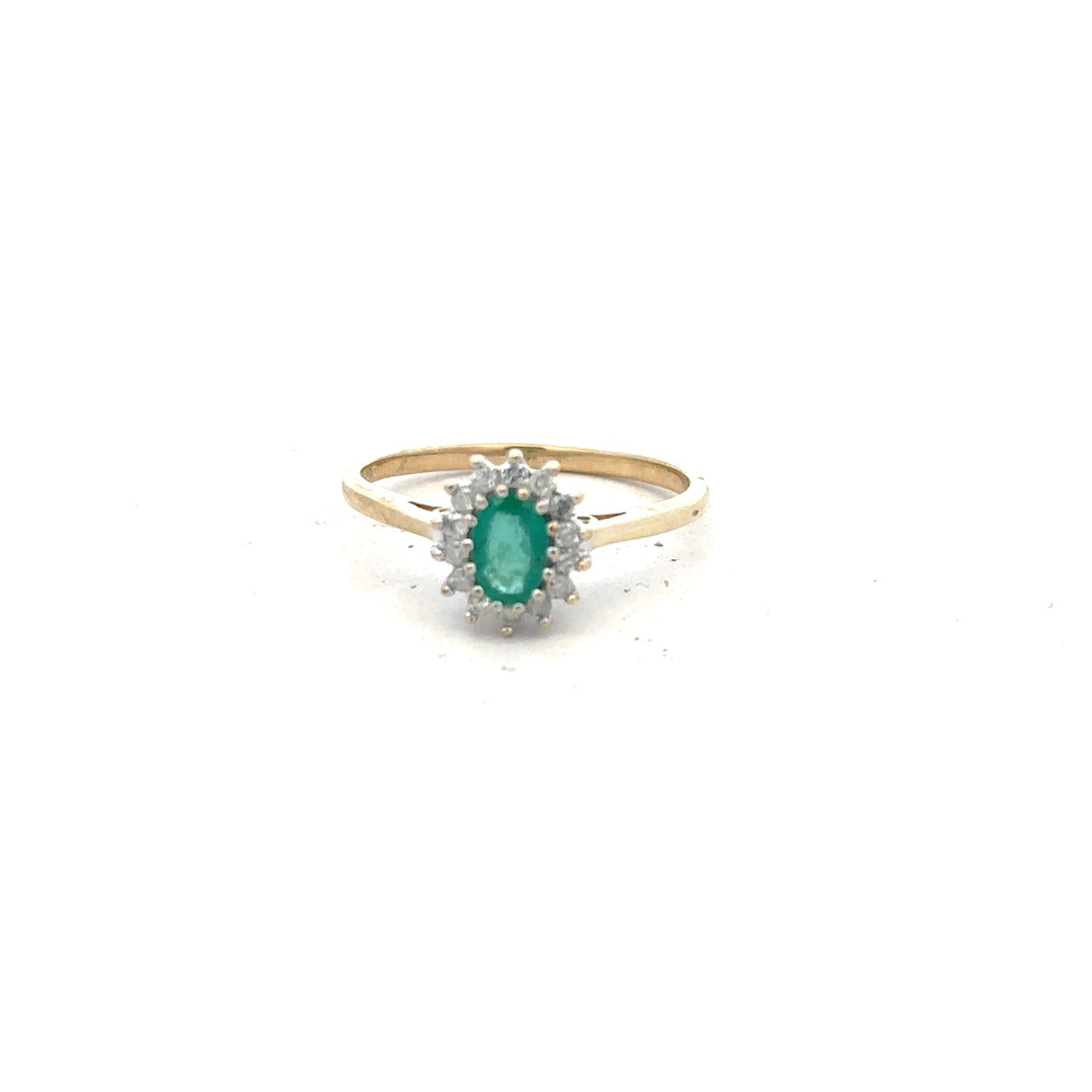 9ct yellow gold diamond ring in size S with sparkling diamonds, unbranded jewelry piece showcasing elegant craftsmanship.