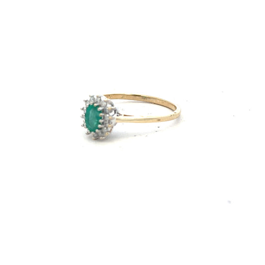 9ct yellow gold diamond ring in size S, featuring a sparkling diamond setting and a sleek, elegant band.