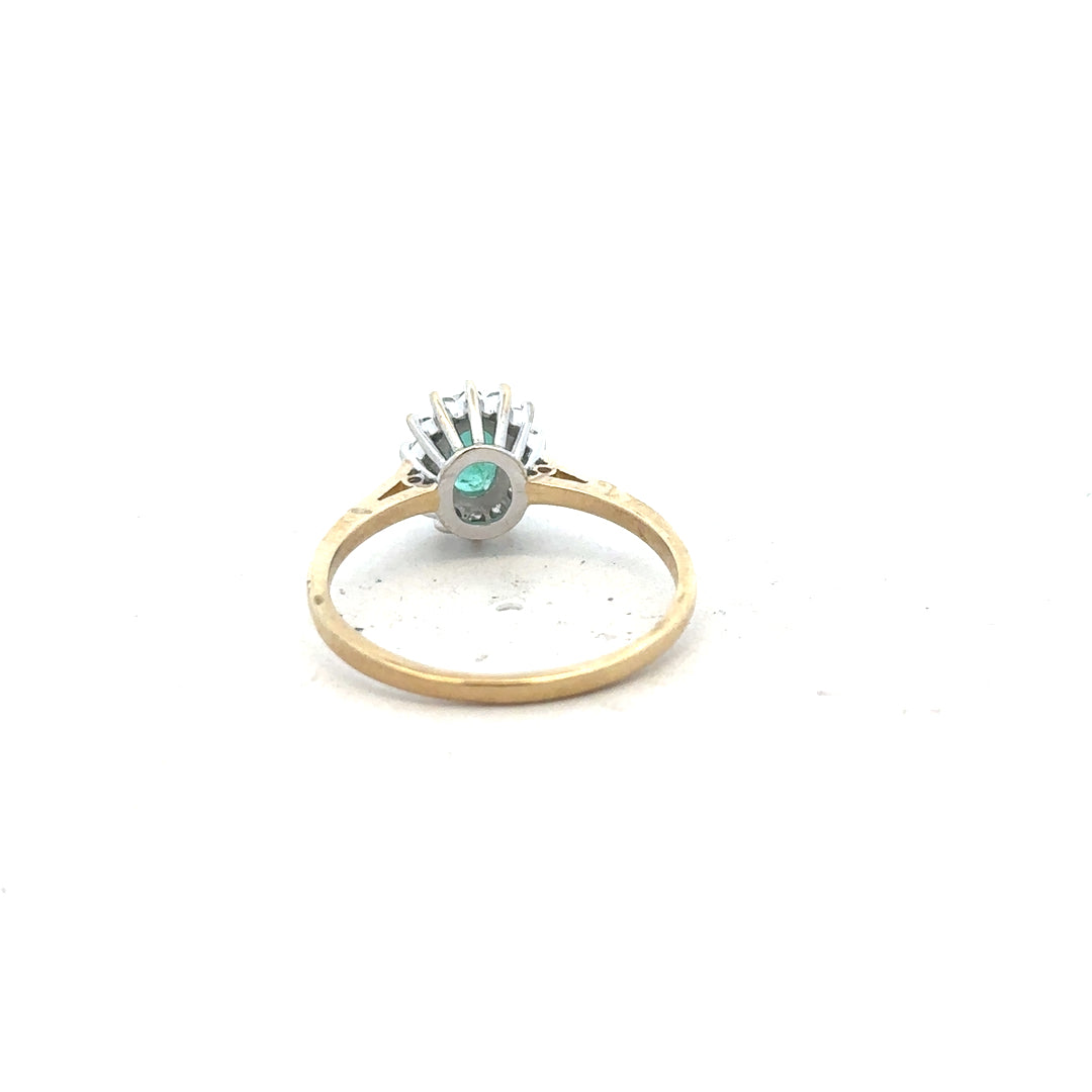 9ct yellow gold diamond ring in size S with sparkling diamonds, unbranded jewelry piece with elegant design.