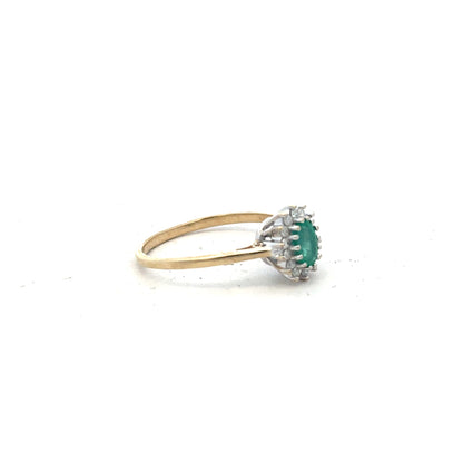 9ct yellow gold diamond ring in size S, featuring sparkling diamonds and a polished band.