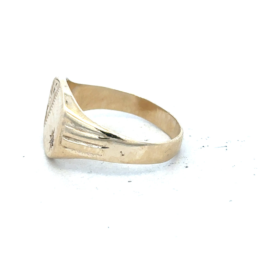 9ct yellow gold diamond ring in size T featuring a sparkling diamond, unbranded jewelry piece.