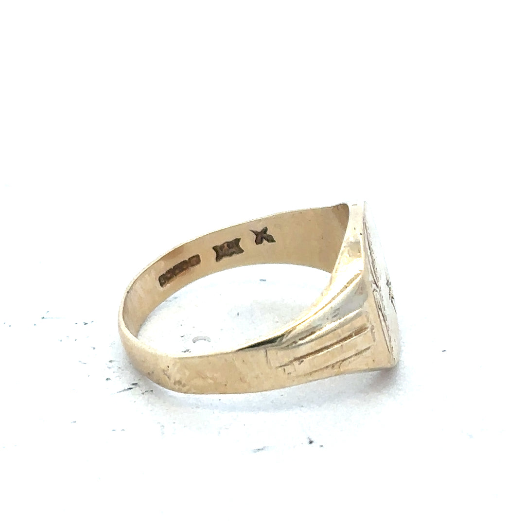 9ct yellow gold diamond ring size T with sparkling diamonds, unbranded jewelry, elegant and classic design.