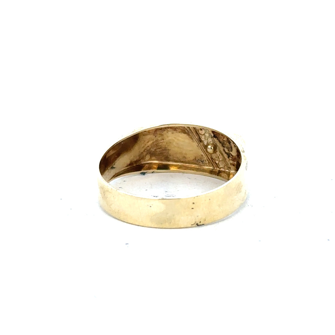 9ct yellow gold diamond ring in size V with small sparkling diamonds, unbranded, displayed on a neutral background.