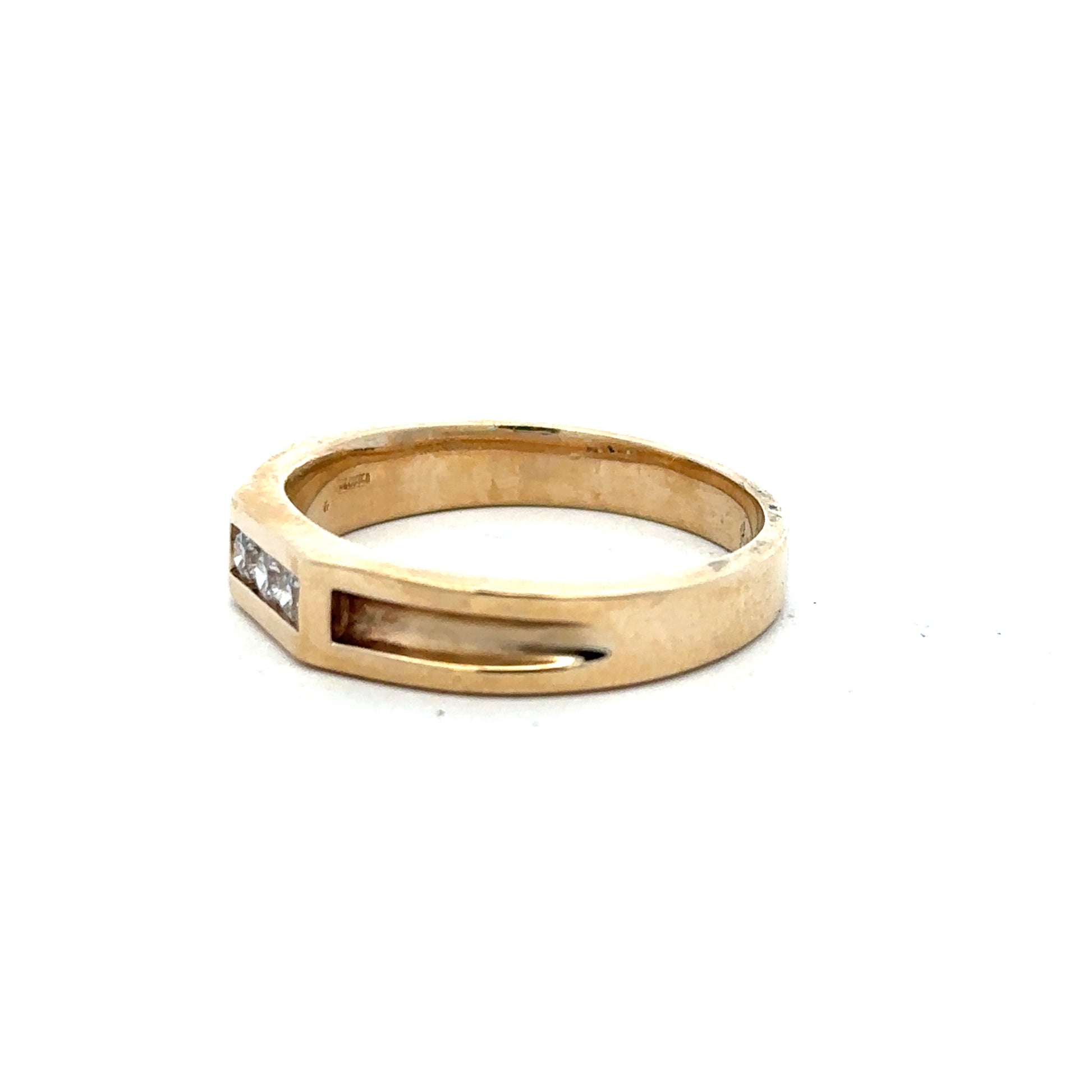 9ct yellow gold diamond ring in size Y with sparkling diamonds, featuring a simple elegant band design.