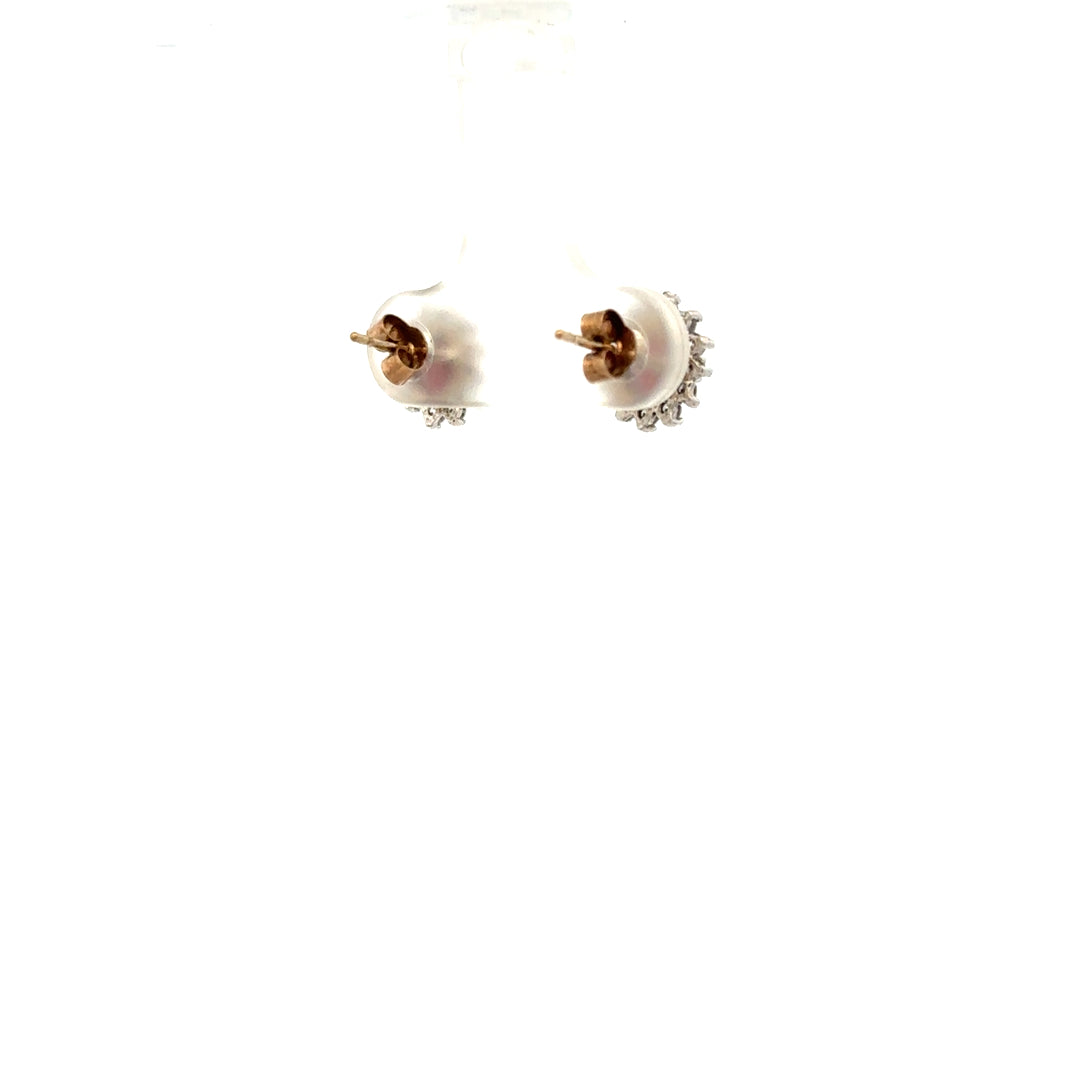 9ct yellow gold earrings weighing 1.2g, unbranded, with a classic design, shown in a close-up image.