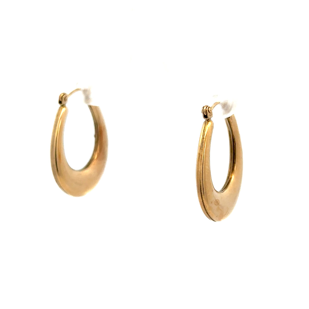 Pair of 9ct yellow gold earrings weighing 1.8g, unbranded jewelry with a classic design, displayed against a white background.