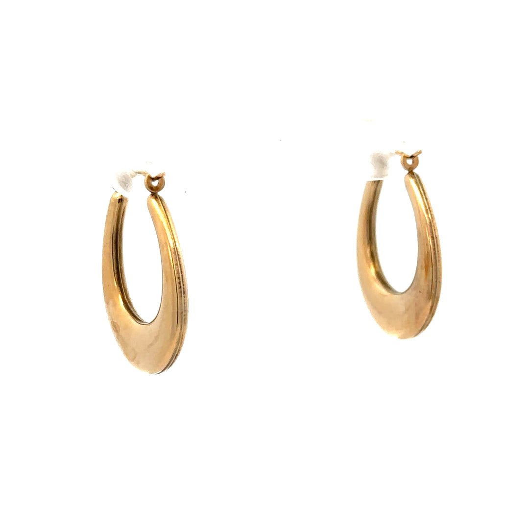 9ct yellow gold earrings, unbranded, lightweight 1.8g, shown with detailed design and polished finish.