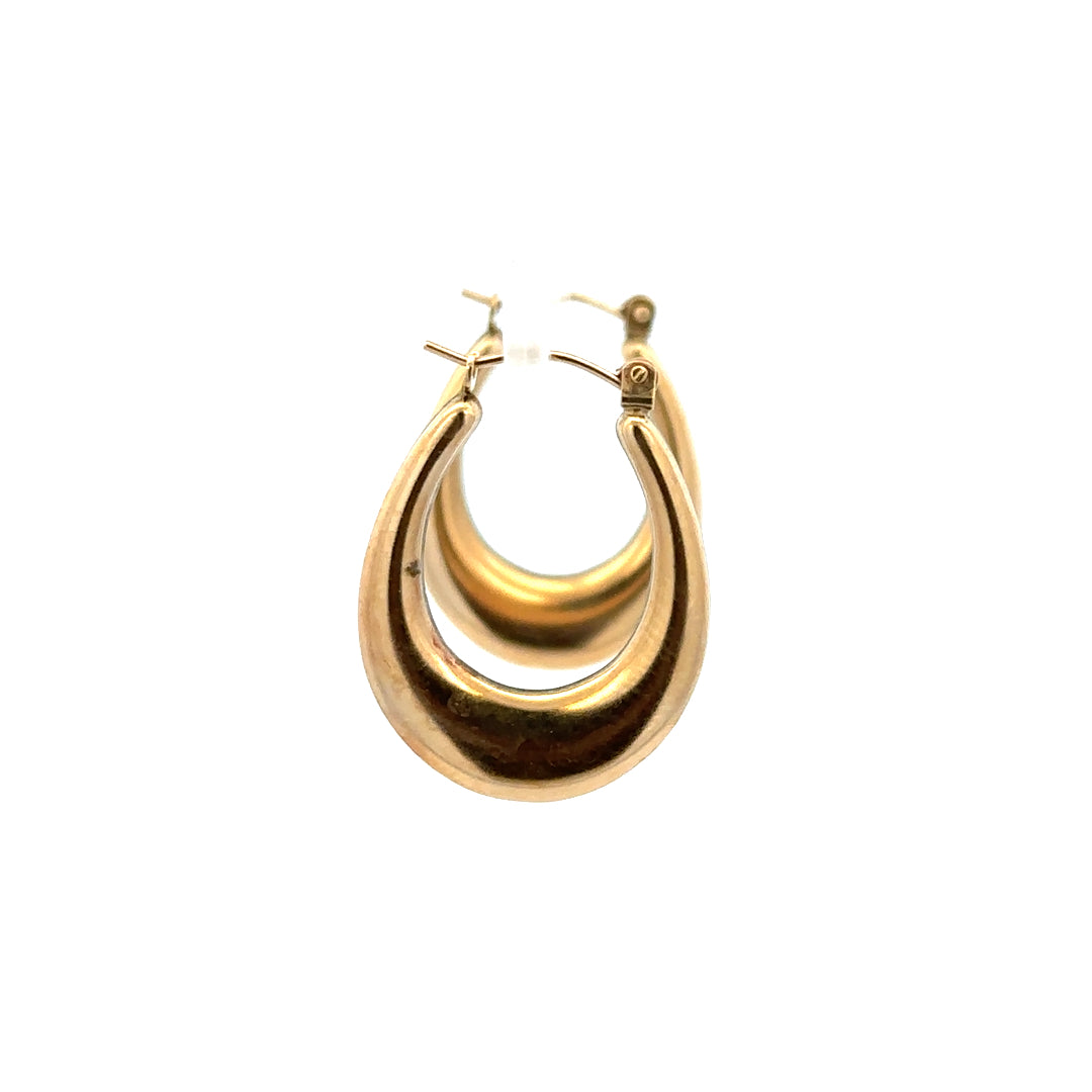 9ct yellow gold earrings weighing 1.8g, unbranded jewelry with simple, elegant design, shown in a close-up image.