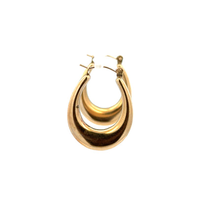 9ct yellow gold earrings weighing 1.8g, unbranded jewelry with simple, elegant design, shown in a close-up image.